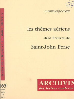cover image of Les thèmes aériens dans l'œuvre de Saint-John Perse